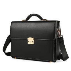 Leather Briefcase Locking Black