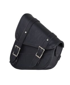 GARGOYLE BELLS Premium Naked Leather Swing Arm Bag For Motorcycle Left Side Solo Bags Saddle Bags For Softails Choppers (Style-1, Black) Style-1