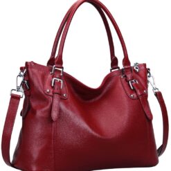 Genuine Leather Tote Shoulder Bag Wine