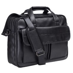 Leather Briefcase Laptop Bag Black