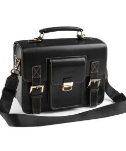 Cwatcun Leather Camera Bag Compact Shoulder Bag for Women, Vintage Sling Case Crossbody, Travel Photography Backpack for Canon, Nikon, Sony, Fuji DSLR/SLR/Mirrorless Cameras, Lens Accessories M