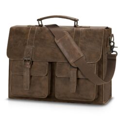 Leather Messenger Bag Waterproof Darkbrown