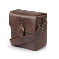 Genuine Leather Camera Messenger Bag Brown