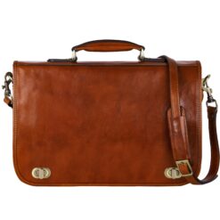 Leather Briefcase Laptop Bag Brown