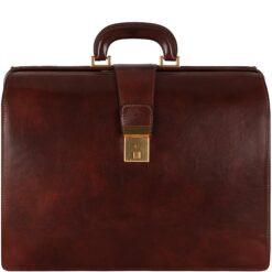 Leather Briefcase Laptop Brown