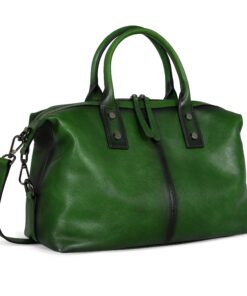 Iswee Genuine Leather Satchel Tote Bag Top Handle Handbag Designer Shoulder Bag Large Capacity Cross Body Bag Green