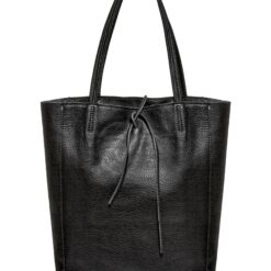 Leather Tote Bag Zipper Black