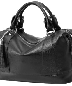 HESHE Womens Genuine Leather Purse Satchel Tote Bags Ladies Real Leather Bags Crossbody Handbags Black