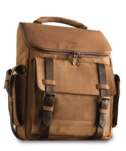 VELEZ Leather Backpack for Men - 15.6 Inch Laptop Bag - Designer Bookbag - Handmade Business Casual Computer Shoulder Bags 01 Brown