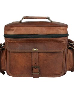 Leather Messenger Bag for Camera - Vintage Shoulder Satchel Camera Bag for DSLR, Canon, Nikon, Fuji Cameras - Travel, Portable Photography Bag