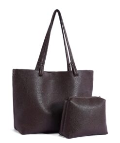 Large Tote Bag for Women Soft PU Leather Handbags for 15.6-inch Laptop Top Handle Shoulder Bags Lightweight Daily Hobo Purse Coffee