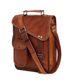 Leather Satchel Tablet Bag Laptop Case Office Briefcase Messenger Gift for Men Computer Distressed Shoulder Bag 15 inch
