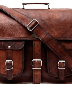 Leather Messenger Bag Brown Briefcase Leather Cross body Shoulder Large Laptop bag Large (16 Inches)