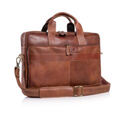 Leather Messenger Briefcase Tan
