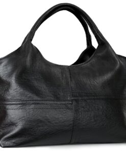 KOGTLA Vegan Leather Purses for Women with Detachable Satchel Strap, Ladies Handbags, Tote Hobo Bags with Top Handle Black