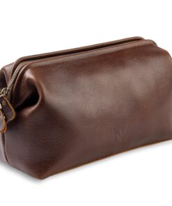 NV Holders Premium Genuine Leather Toiletry Bag for Men - The Ultimate Travel Dopp Kit and Hygiene Organizer, Perfect Men's Toiletry Travel Bag (Brown) Brown