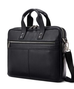 Samsonite Classic Leather Slim Brief, Black, One Size